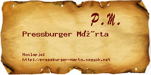 Pressburger Márta névjegykártya